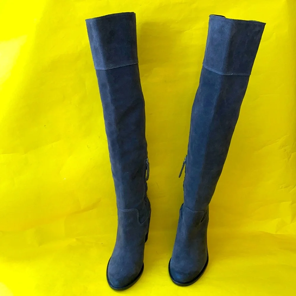 Dark gray Steve Madden leather over the knee boots